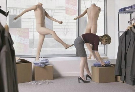 Kicked by a mannequin